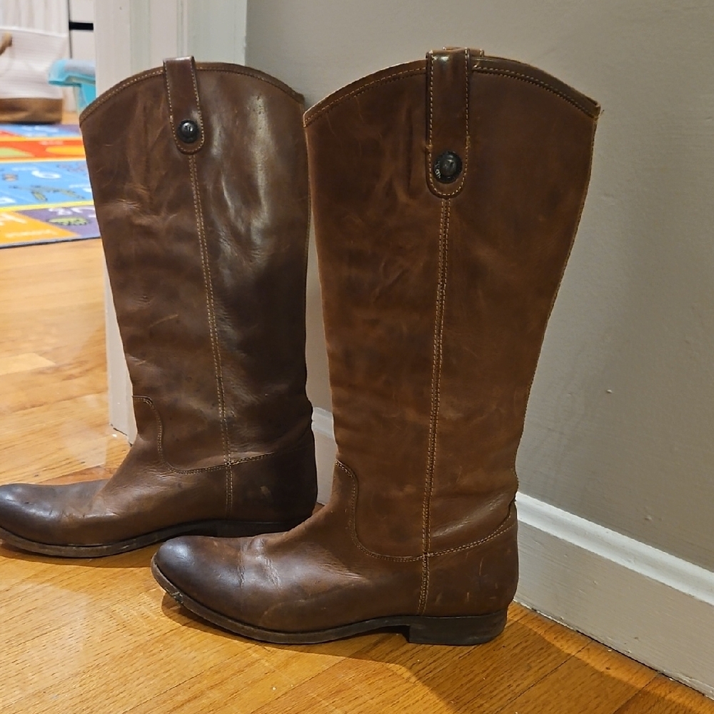 Frye Brown Leather Knee-High Boots - Picture 1 of 3